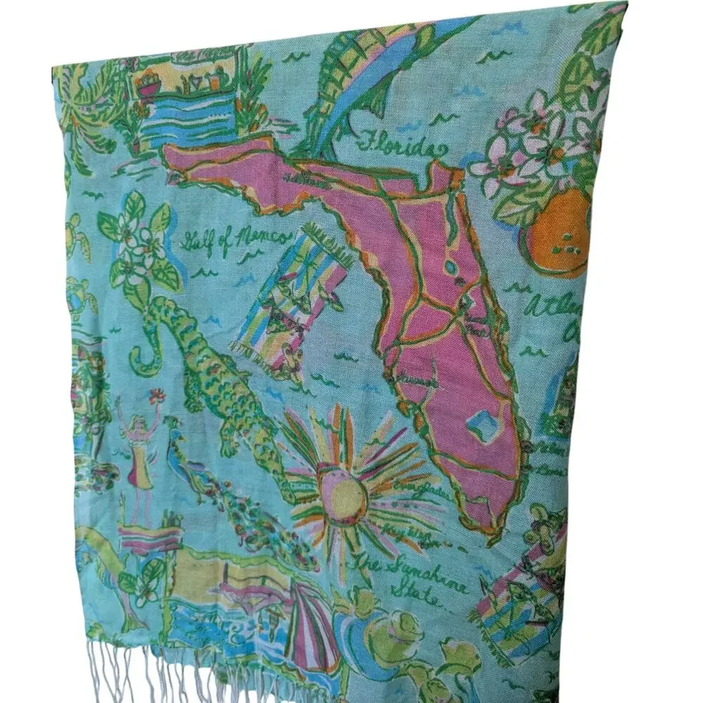 Lilly Pulizter Silk Cashmere Murfee Scarf States - Florida